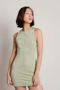 Tobi Dizzying Open Back Bodycon Mini Dress - Green
