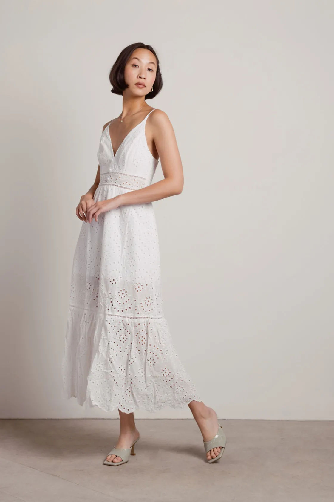 Tobi Do Me A Favor Plunging Crochet Maxi Dress -