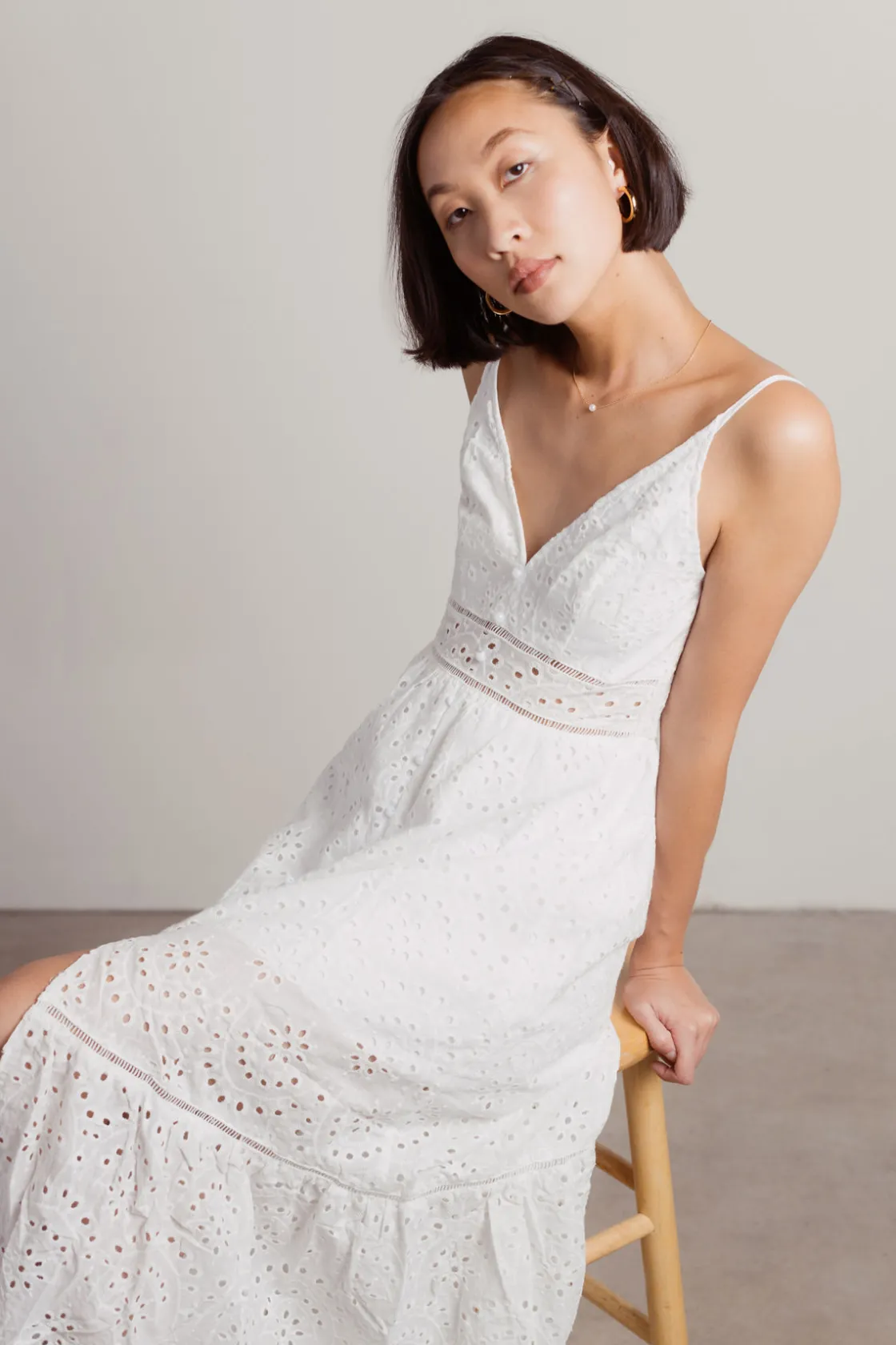 Tobi Do Me A Favor Plunging Crochet Maxi Dress -