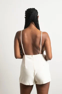 Tobi Don't Call Me Slinky Backless Romper - Cream