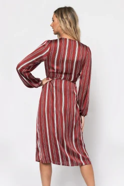 Tobi Don't Leave Plunging Wrap Midi Dress -