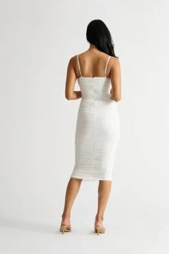 Tobi Down On Love Mesh Ruched Midi Bodycon Dress