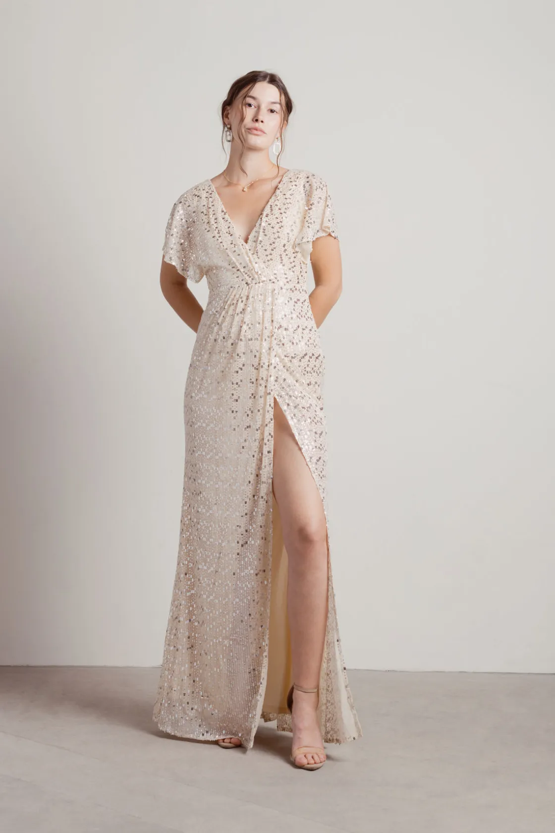 Tobi Dreaming Of You Tonight Surplice Sequin Maxi Dress -