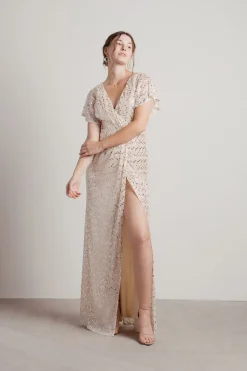 Tobi Dreaming Of You Tonight Surplice Sequin Maxi Dress -