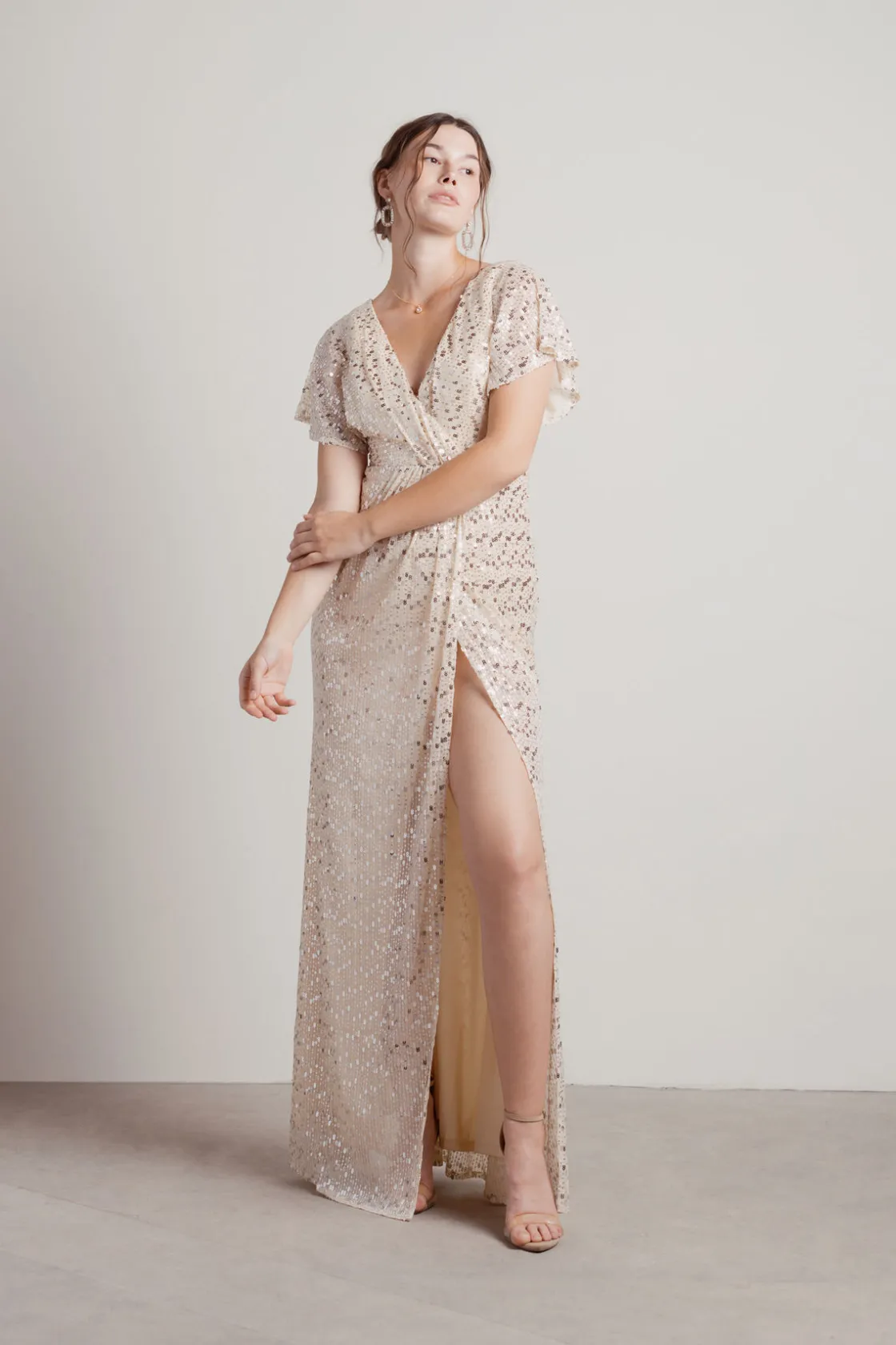 Tobi Dreaming Of You Tonight Surplice Sequin Maxi Dress -