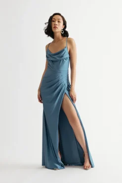 Tobi Dreamy Night Cowl Neck Surplice Maxi Dress