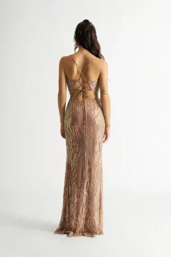 Tobi Dreamy Nights Sequin Slit Maxi Dress -