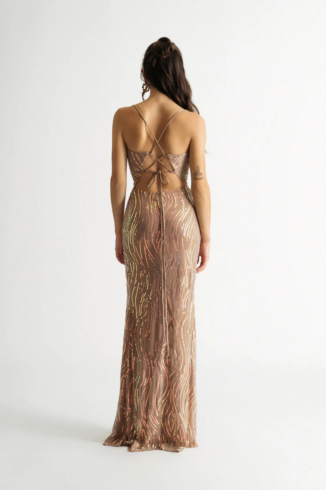 Tobi Dreamy Nights Sequin Slit Maxi Dress -