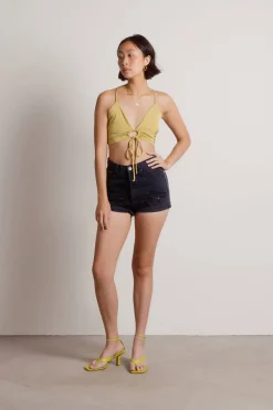 Tobi Drive To Malibu Crop Top - Chartreuse