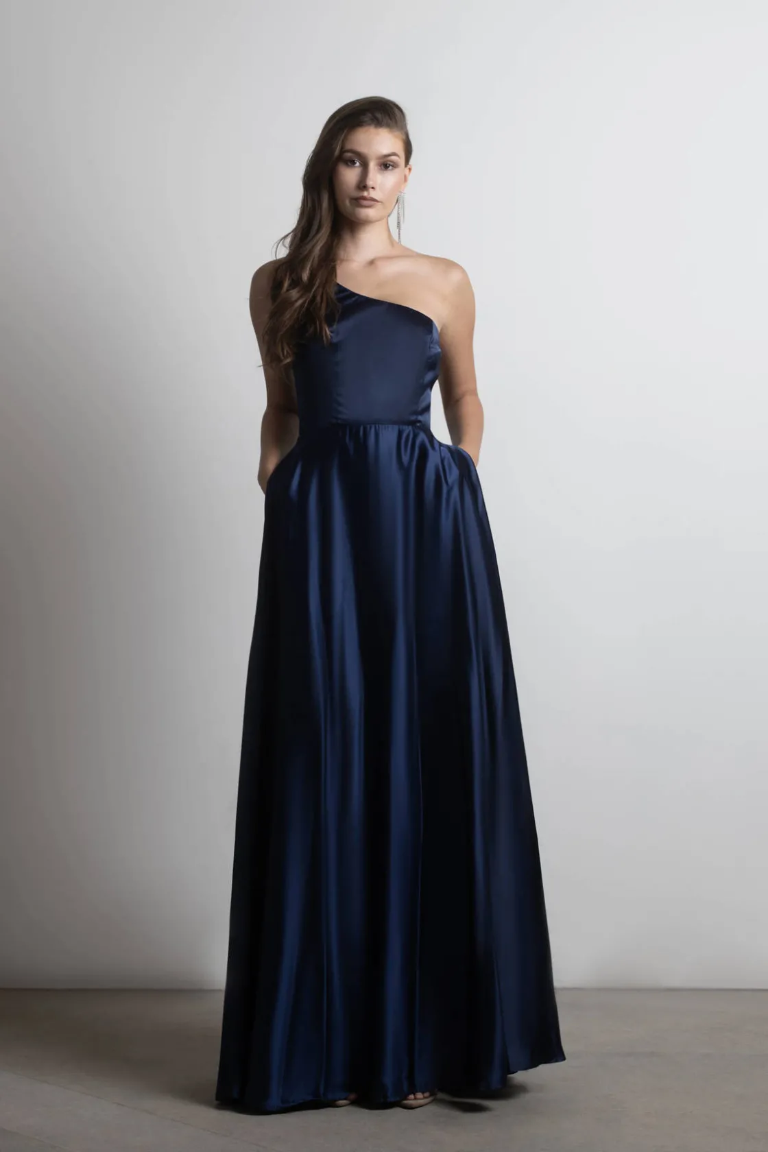 Tobi Elisa Satin One Shoulder Maxi Dress -