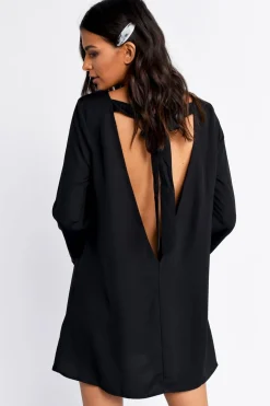 Tobi Ellie Bell Sleeve Open Back Mini Dress - Black