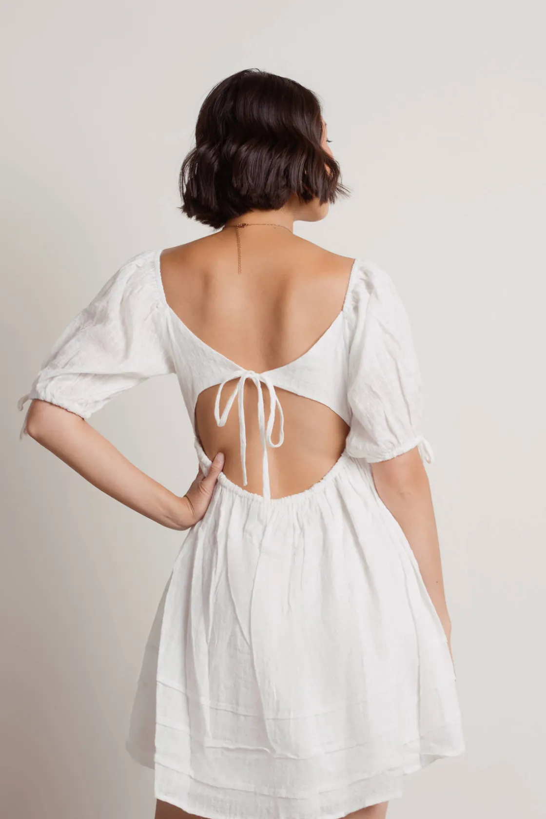 Tobi Ema Open Back Babydoll Mini Dress -