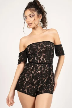 Tobi Emily Lace Romper - Black