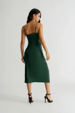 Tobi Emma Satin Cowl Neck Midi Dress - Copper