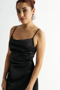 Tobi Emma Satin Cowl Neck Midi Dress - Copper