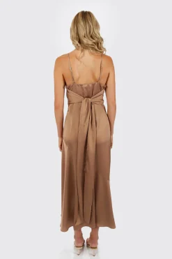 Tobi Emmalyn Satin Slit Midi Dress -