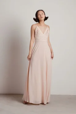 Tobi Enchanted Crochet Deep V Maxi Dress - White