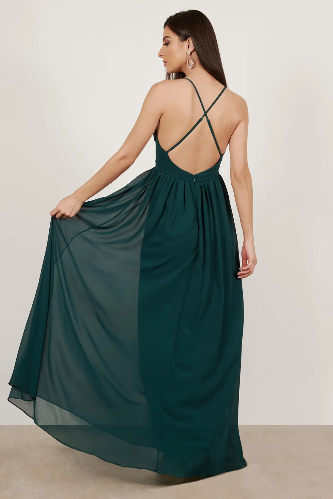 Tobi Etiquette Deep V Cross Back Maxi Dress -
