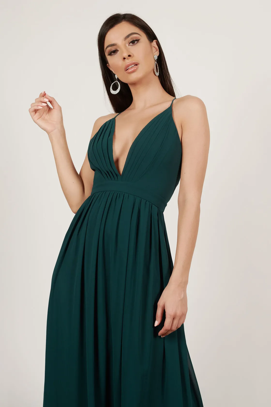 Tobi Etiquette Deep V Cross Back Maxi Dress -