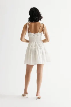 Tobi Evaline Smocked Babydoll Ruffled Dress