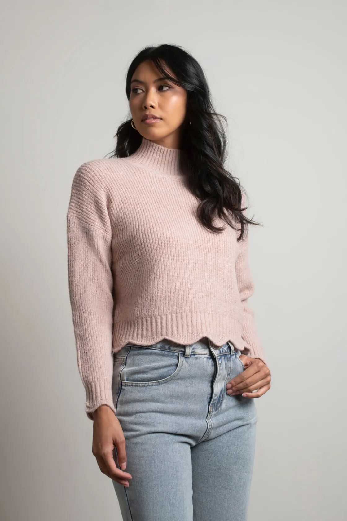 Tobi Extra Passion Ribbed Sweater - Rose