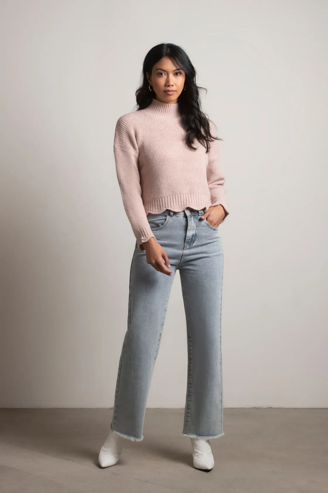Tobi Extra Passion Ribbed Sweater - Rose