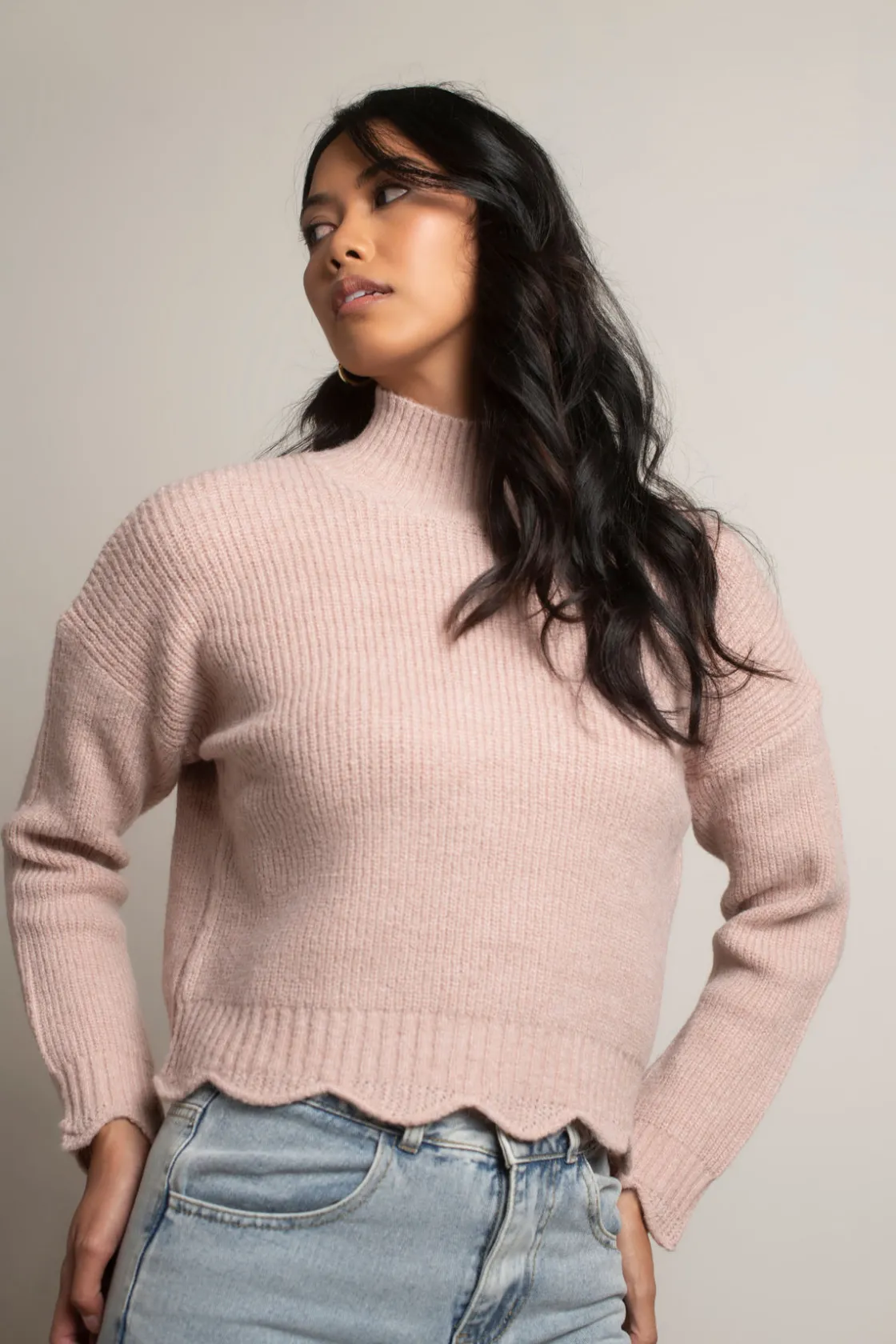 Tobi Extra Passion Ribbed Sweater - Rose