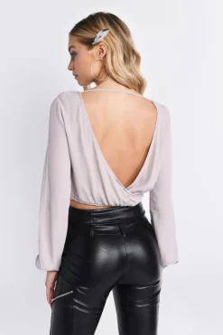Tobi Eyes For You Open Back Top - Grey