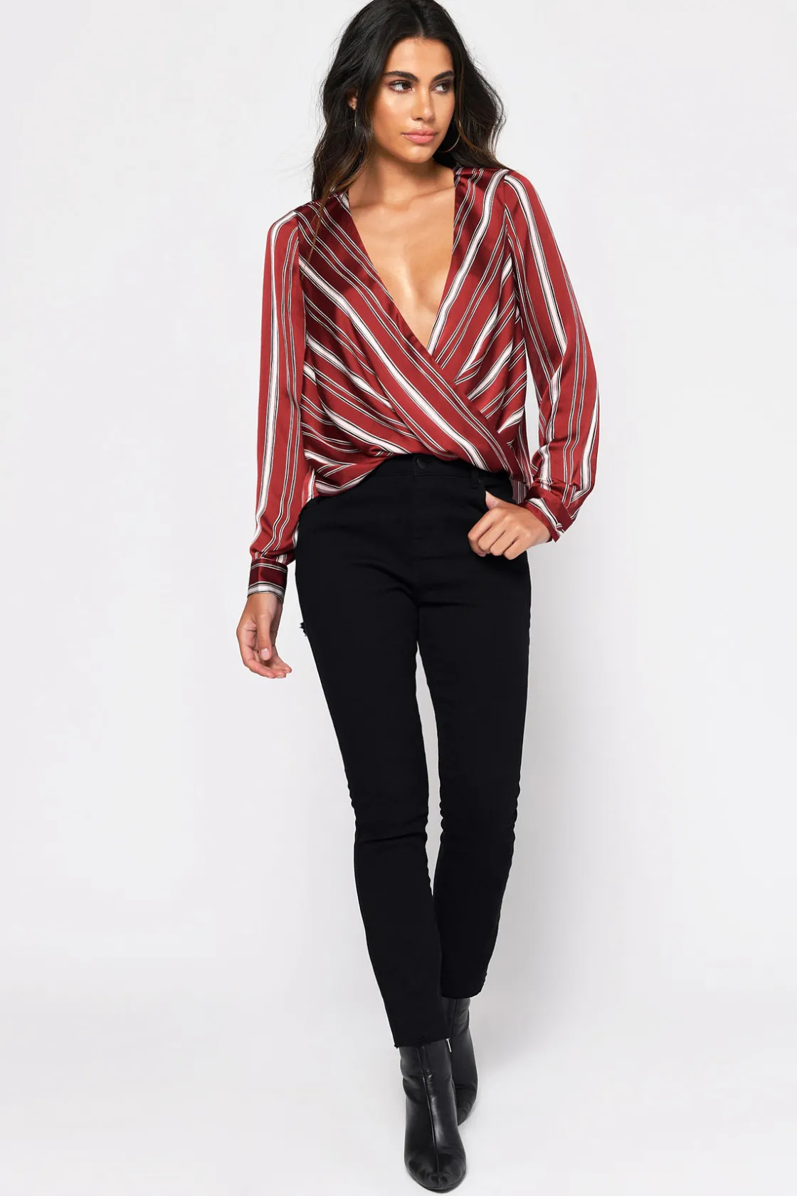 Tobi Fair Play Surplice Blouse - Black