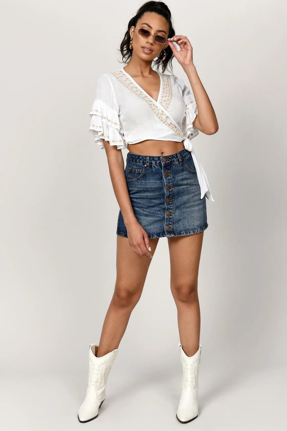 Tobi Fairfax Denim Mini Skirt -