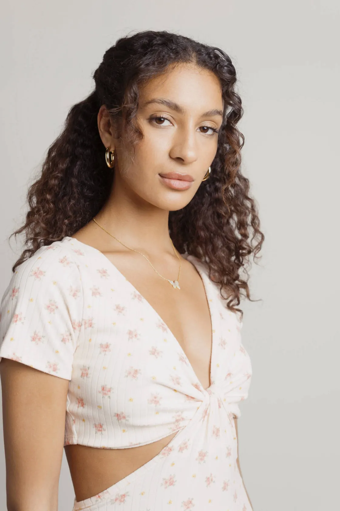 Tobi Fairplay Floral Cutout Mini Dress -