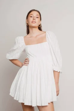 Tobi Fairy Dust Puff Sleeve Babydoll Mini Dress