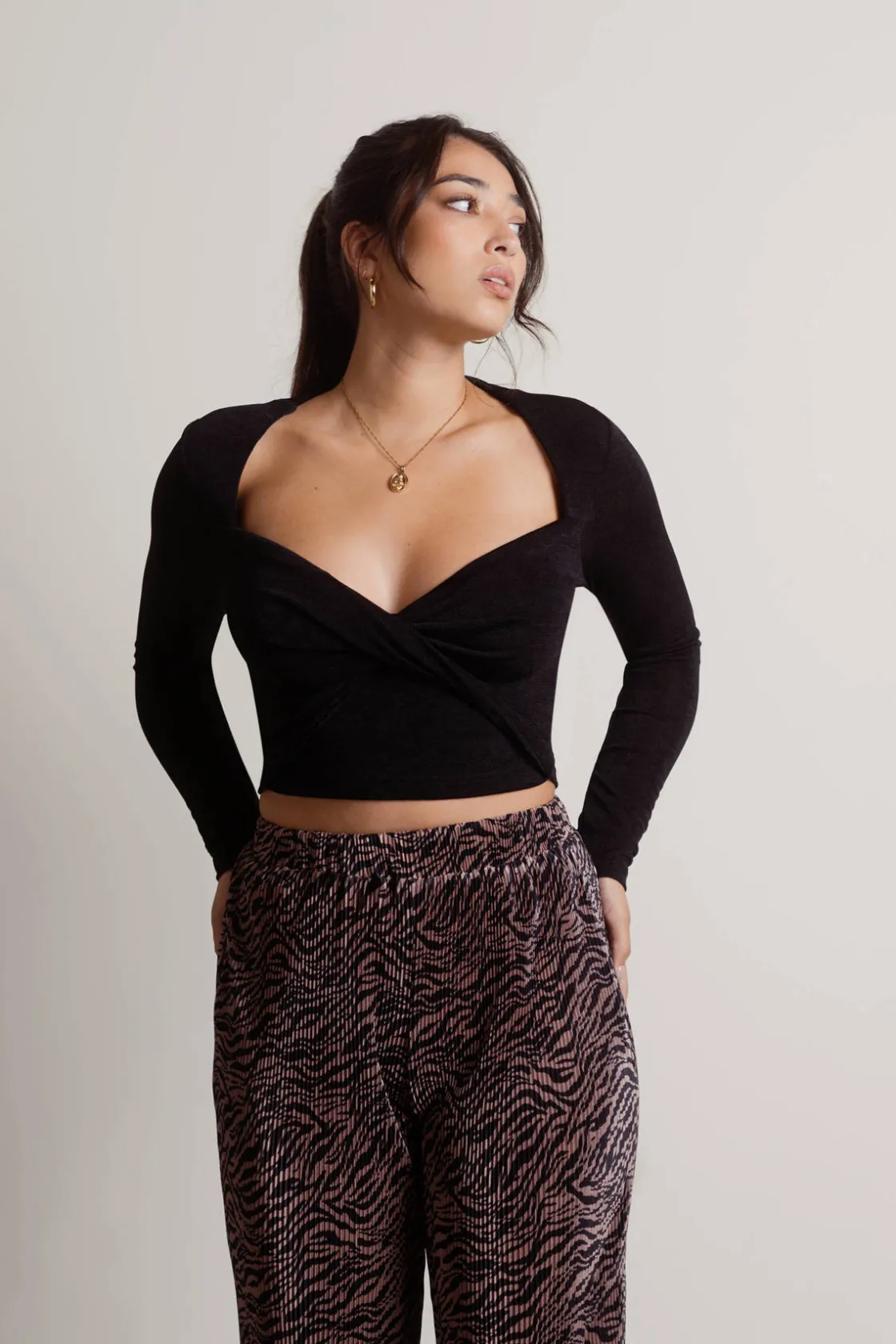 Tobi Fall For It All Slinky Twist Crop Top