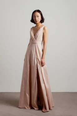 Tobi Fall For You Satin Surplice Maxi Dress -