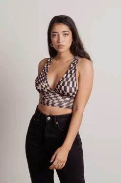 Tobi Fall Off Crop Top - Brown