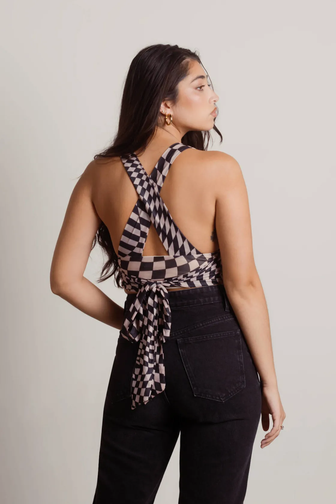 Tobi Fall Off Crop Top - Brown
