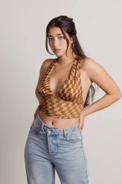 Tobi Fall Off Crop Top - Brown