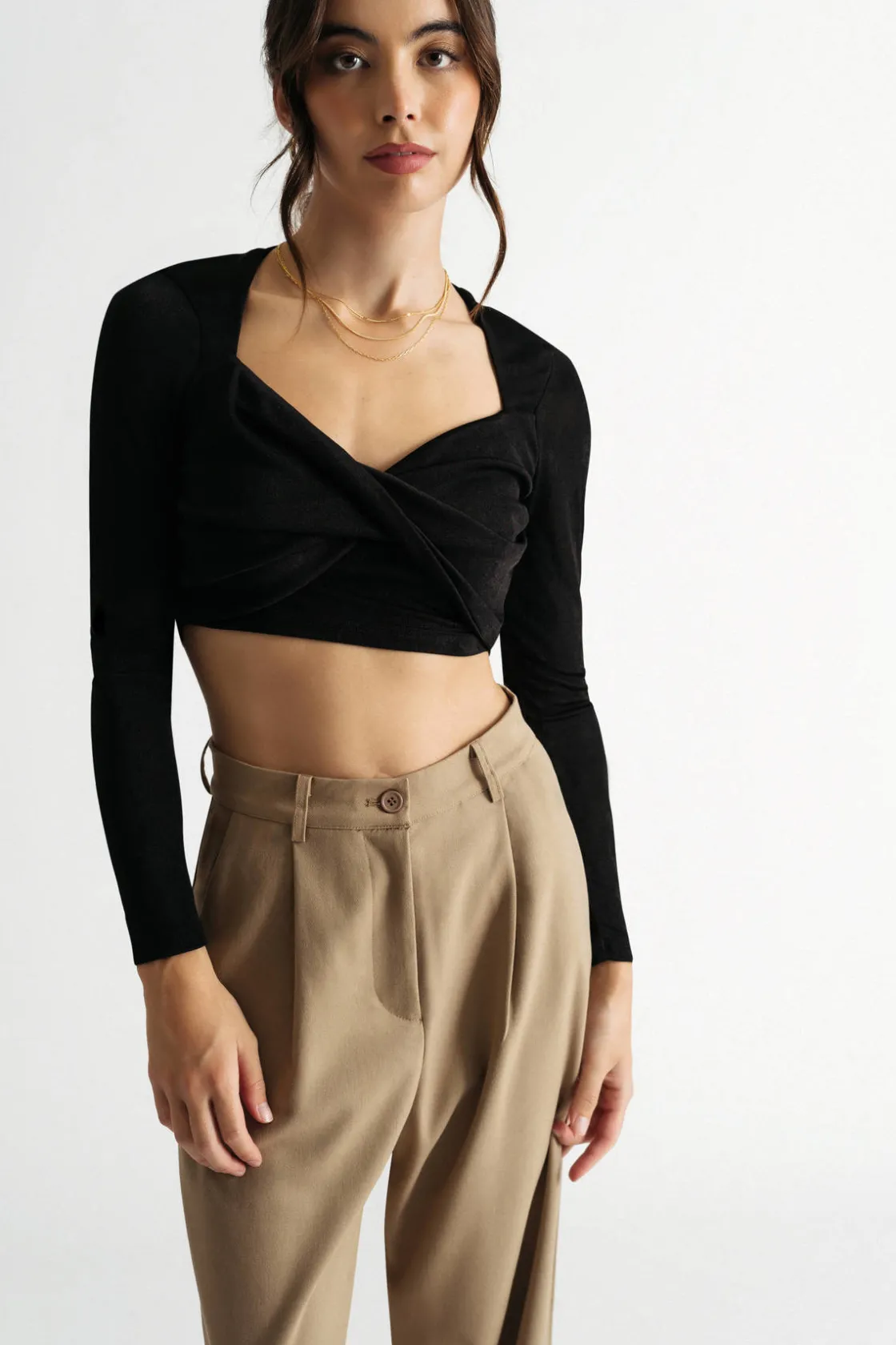 Tobi Falling For You Crop Top - Mocha