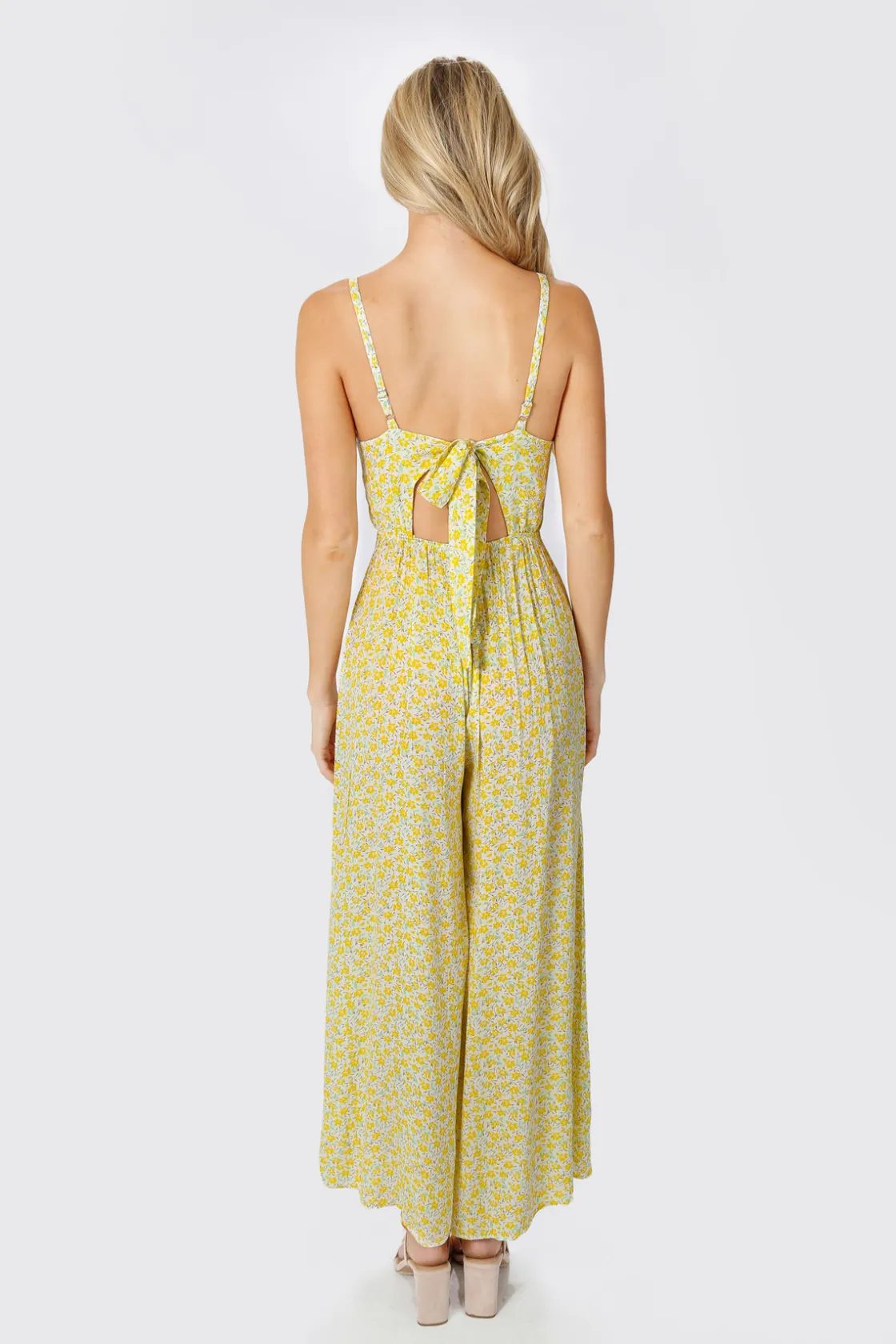 Tobi Falling In Love Back Tie Jumpsuit - Pink White Multi