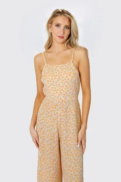 Tobi Falling In Love Back Tie Jumpsuit - Pink White Multi