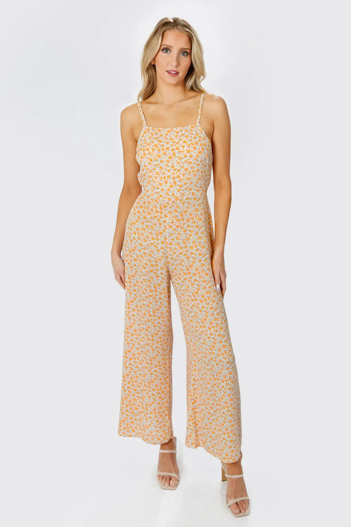 Tobi Falling In Love Back Tie Jumpsuit - Pink White Multi