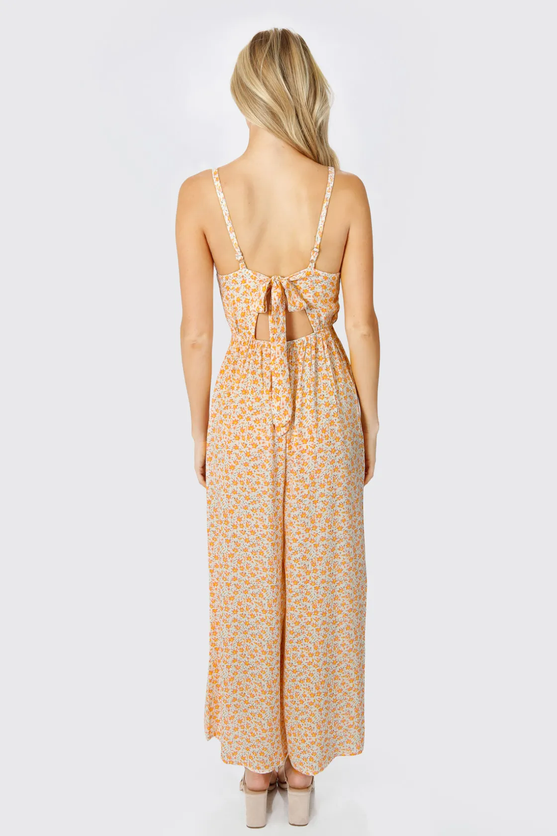 Tobi Falling In Love Back Tie Jumpsuit - Pink White Multi