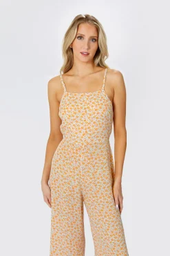 Tobi Falling In Love Back Tie Jumpsuit - Pink White Multi
