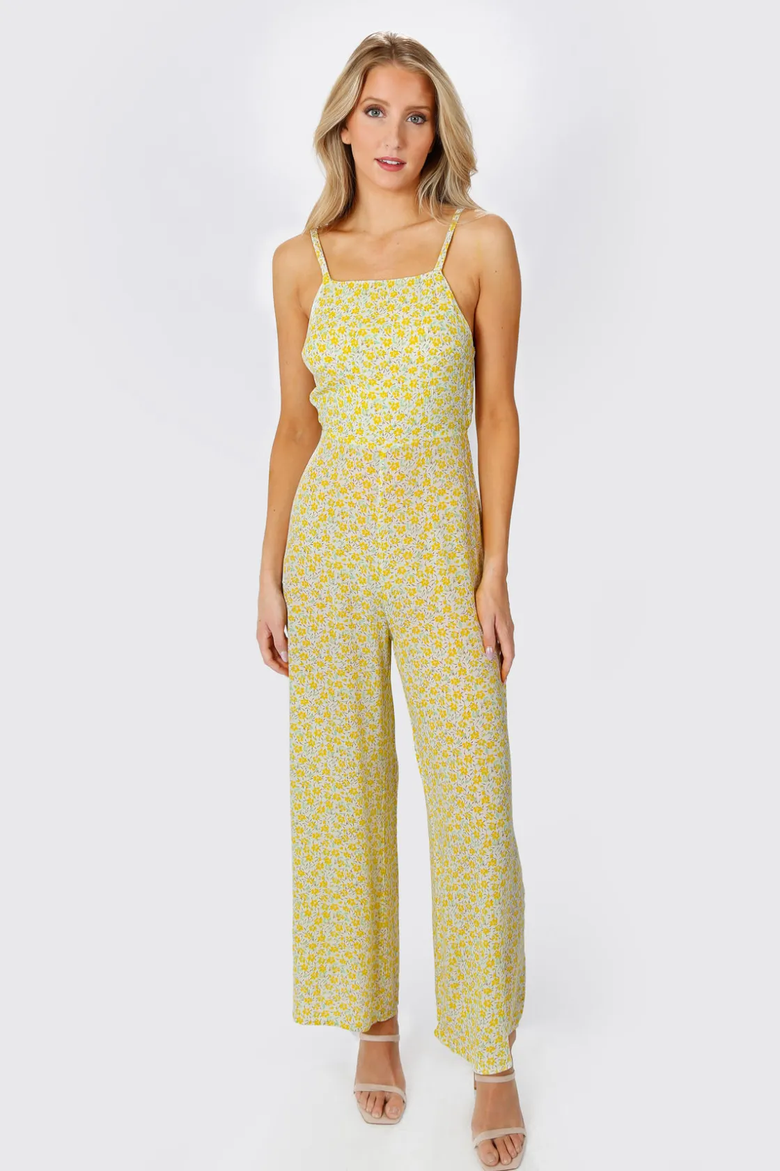 Tobi Falling In Love Back Tie Jumpsuit - Pink White Multi
