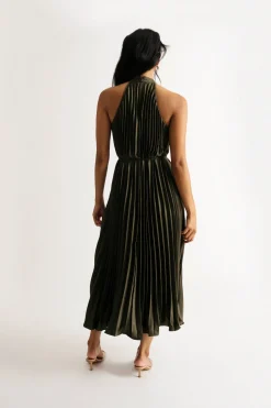 Tobi Favorite Time Pleated Halter Midi Dress