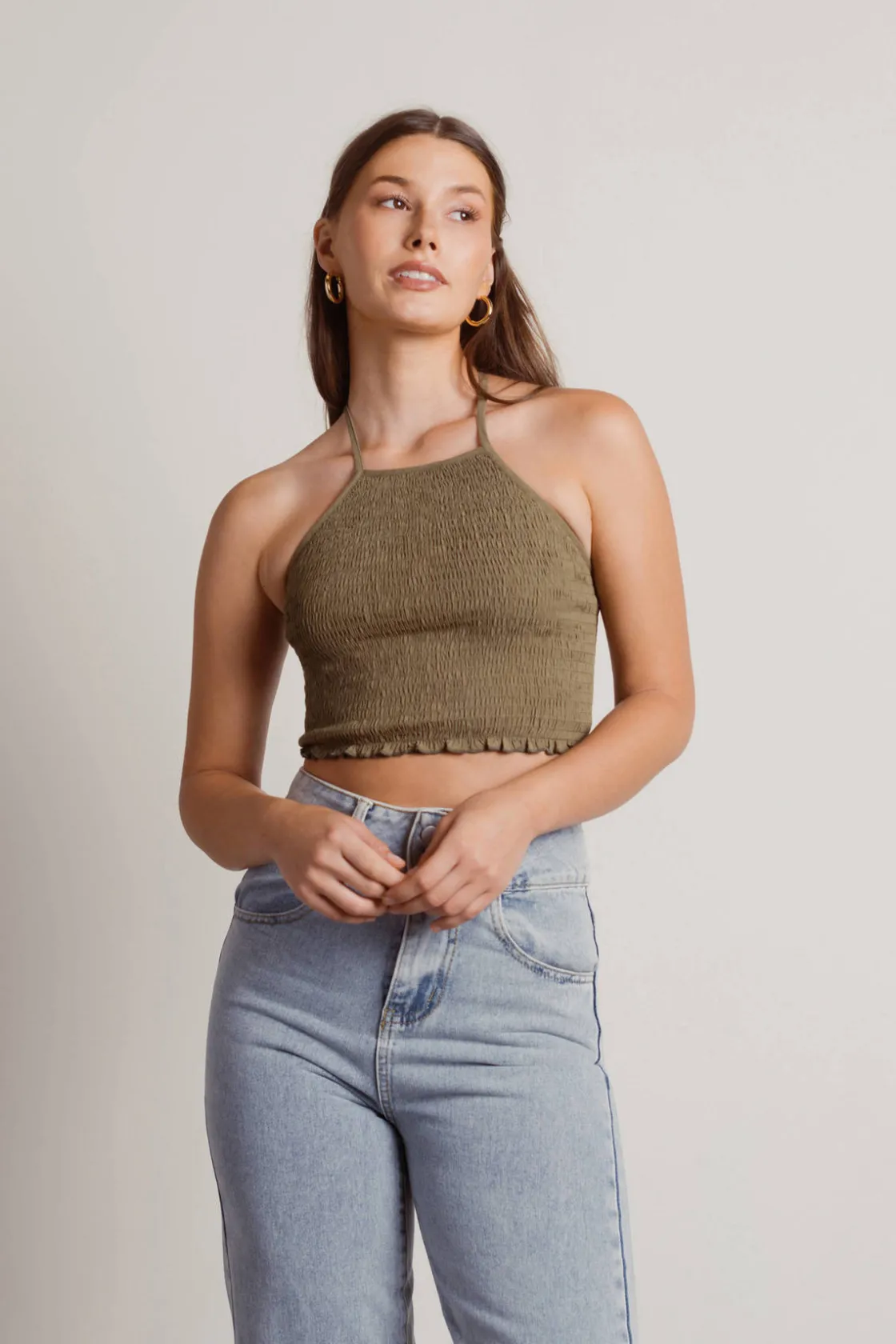 Tobi Feel Good Crop Top - Olive