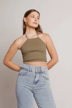 Tobi Feel Good Crop Top - Olive