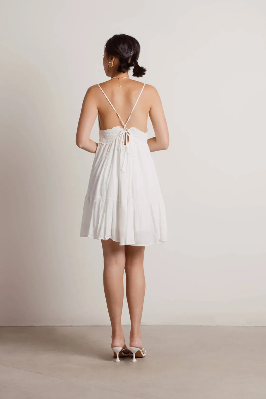 Tobi Feeling Good Cross Back Tiered Mini Dress - Rose