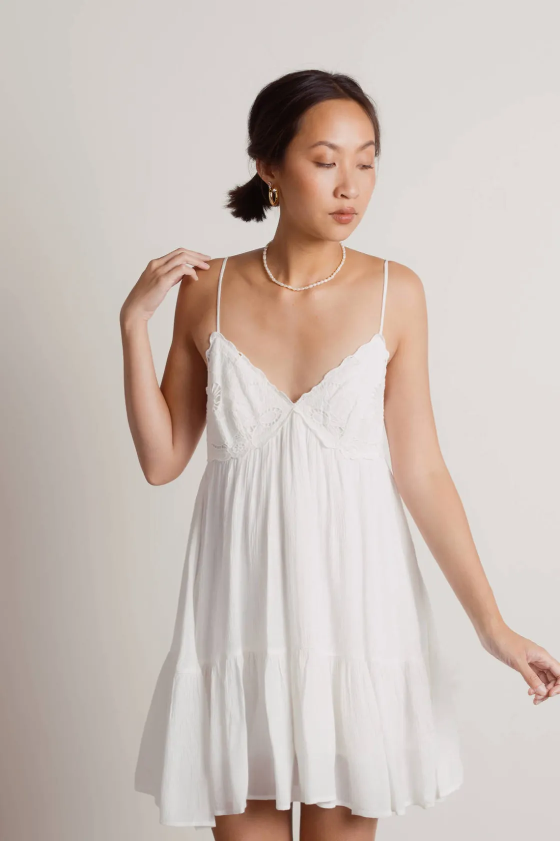Tobi Feeling Good Cross Back Tiered Mini Dress - Rose