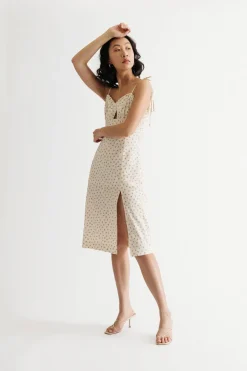 Tobi Feels Like Summer Floral Slit Mini Dress - Ivory Multi
